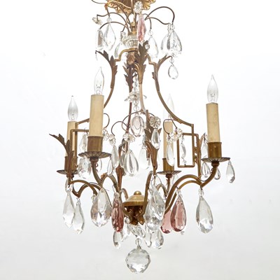 Lot 329 - Louis XV Style Metal and Glass Four-Light Chandelier