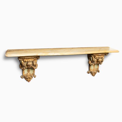 Lot 205 - Neoclassical Marble Top Console on Wooden Brackets