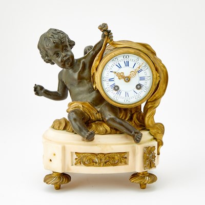 Lot 200 - Louis XVI Style Gilt Bronze and Marble Clock