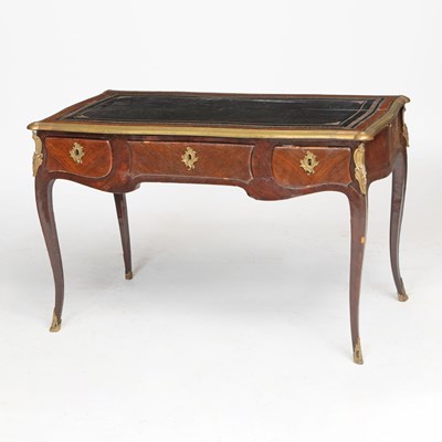 Lot 392 - Louis XV Gilt-Bronze Mounted Gilt-Tooled Leather Inlaid Kingwood Bureau Plat