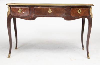 Lot 392 - Louis XV Gilt-Bronze Mounted Gilt-Tooled Leather Inlaid Kingwood Bureau Plat