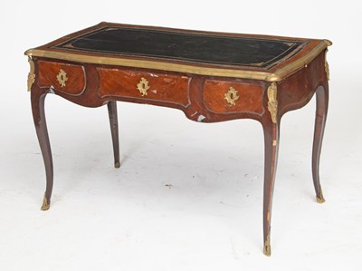 Lot 392 - Louis XV Gilt-Bronze Mounted Gilt-Tooled Leather Inlaid Kingwood Bureau Plat