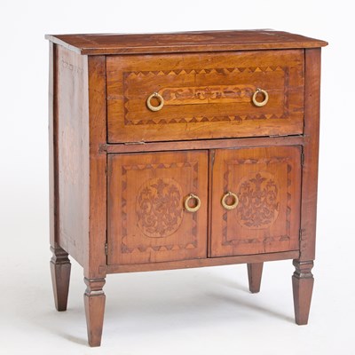 Lot 382 - Italian Neoclassical Marquetry Walnut Cabinet