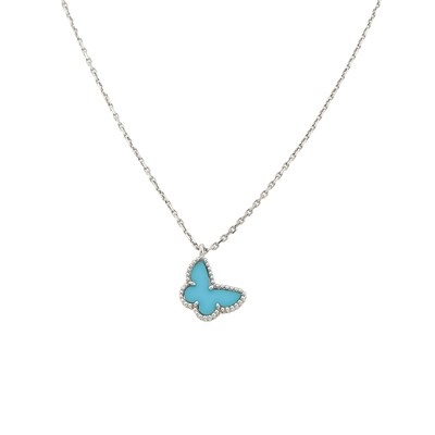 Lot 1115 - Van Cleef & Arpels White Gold and Turquoise ‘Sweet Butterflies’ Pendant-Necklace, France