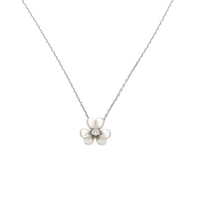 Lot 1035 - Van Cleef & Arpels White Gold and Diamond Mini 'Frivole' Pendant-Necklace, France