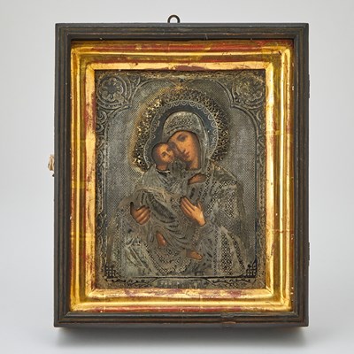 Lot 260 - Russian Silver Icon of the Vladimir Mother of God