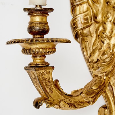 Lot 477 - Set of Four Régence Style Gilt-Bronze Two-Branch Wall-Lights