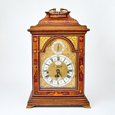 Lot 494 - George II Red Lacquer Bracket Clock