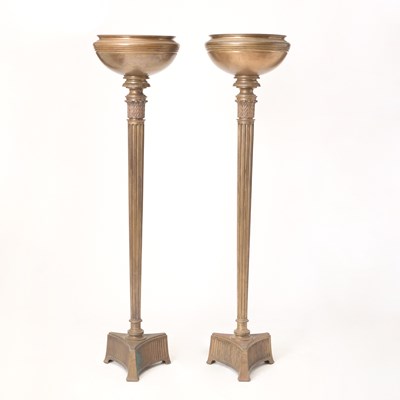 Lot 405 - Pair of Art Deco Brass Torchères