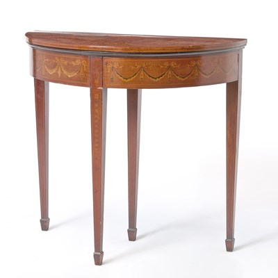 Lot 180 - George III Inlaid Mahogany Demilune Card Table