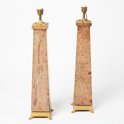 Lot 232 - Pair of Gilt-Metal Mounted Stone Table Lamps