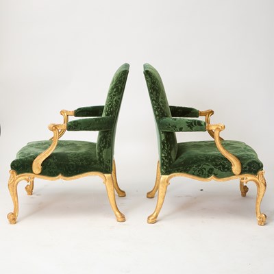 Lot 527 - Pair of George II Style Giltwood Armchairs