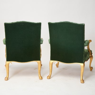 Lot 527 - Pair of George II Style Giltwood Armchairs