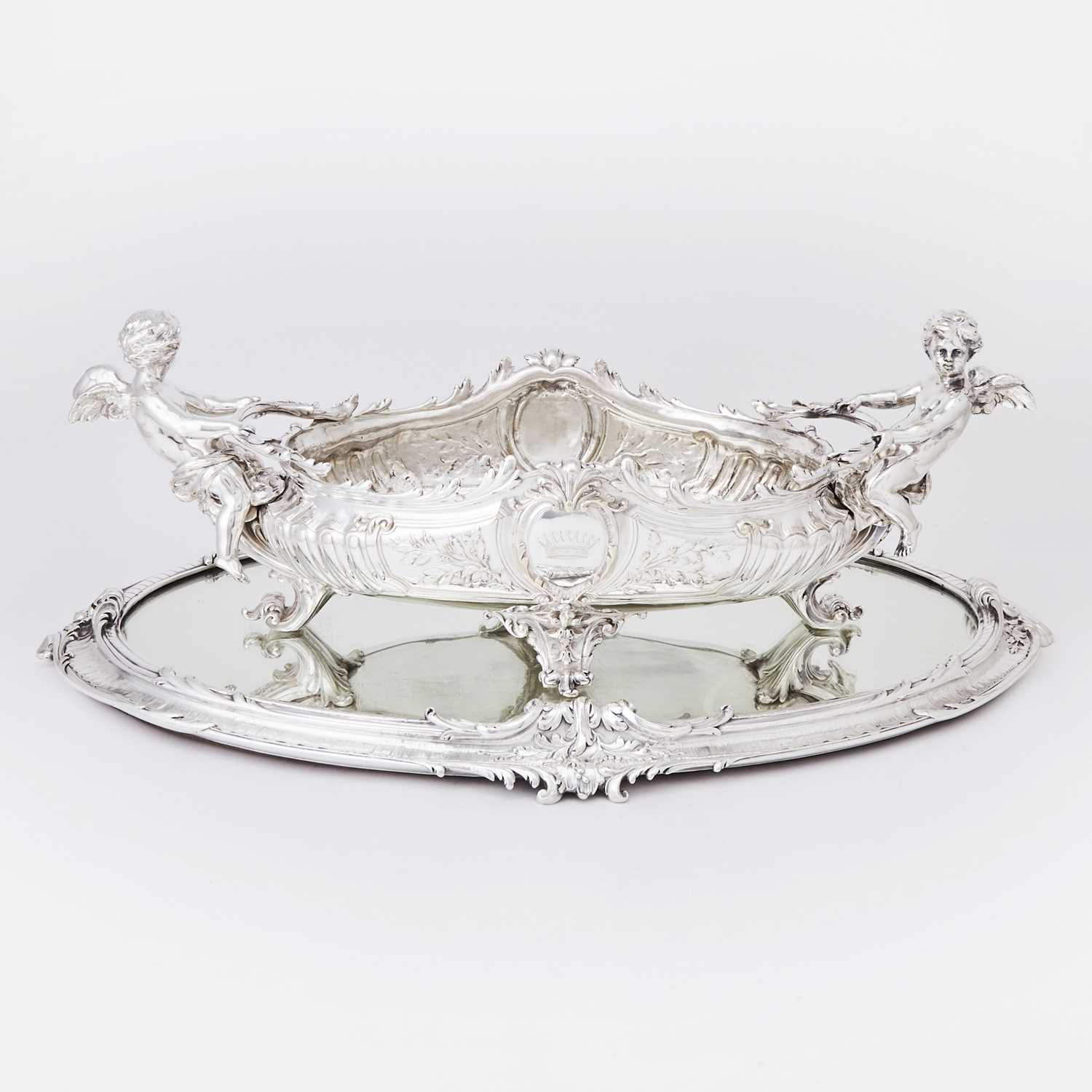 Lot 372 - Continental Silver Plated Centerpiece and Mirror Plateau