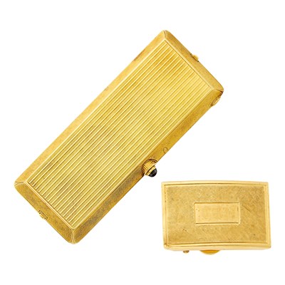 Lot 1284 - Gold and Cabochon Compact and Belt Buckle