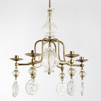 Lot 276 - Erik Hoglund Metal and Glass Chandelier