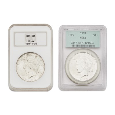 Lot 1119 - United States Graded Peace Dollar Group