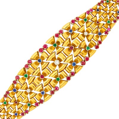 Lot 187 - Gold, Gem-Set and Diamond Bracelet