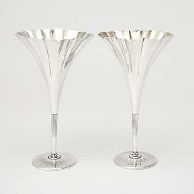 Lot 318 - Pair of Tiffany & Co. Sterling Silver Trumpet Vases