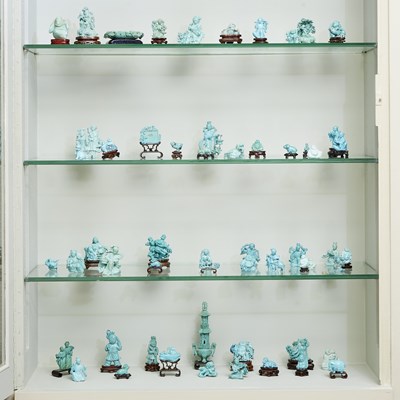 Lot 352 - Large Group of Chinese Turquoise and Faux Turquoise Miniature Articles