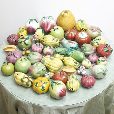 Lot 136 - Large Group of Chinese Glazed Ceramic 'Offering' Fruits