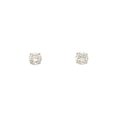 Lot 2262 - Pair of White Gold and Stud Earrings