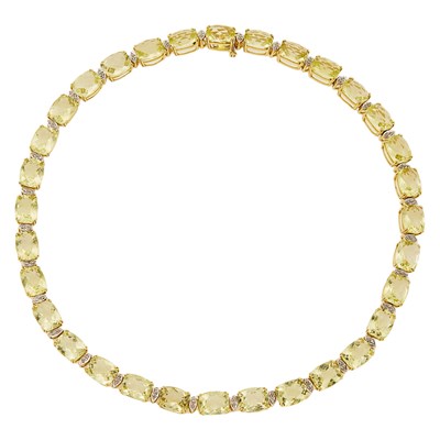 Lot 2320 - Lemon Quartz and Diamond Necklace