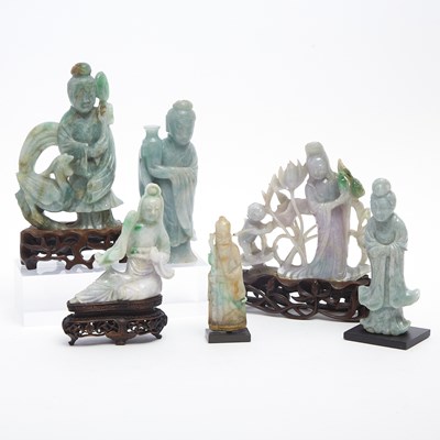 Lot 230 - Six Chinese Jadeite Figural Carvings