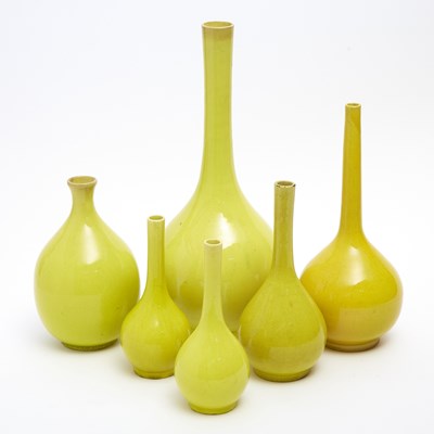 Lot 137 - Six Yellow Glazed Ceramic Vases