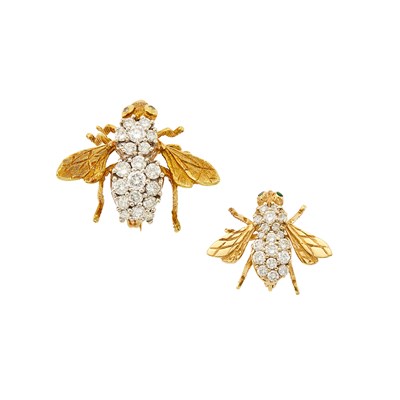 Lot 2354 - Two Gold and Diamond Bee Pins