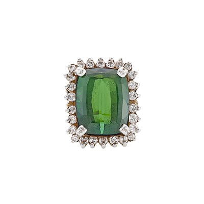 Lot 1313 - Gold, Tourmaline and Diamond Ring