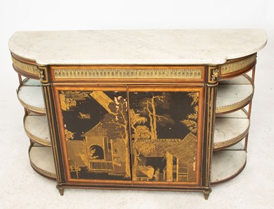 Lot 475 - Louis XVI Style Gilt-Bronze Mounted Lacquer, Ebonized, Amaranth and Satinwood Inlaid Commode a L'Anglaise