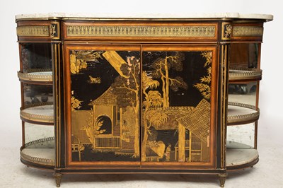 Lot 475 - Louis XVI Style Gilt-Bronze Mounted Lacquer, Ebonized, Amaranth and Satinwood Inlaid Commode a L'Anglaise