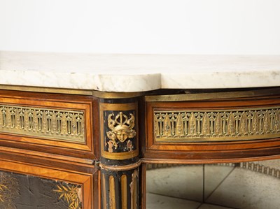 Lot 475 - Louis XVI Style Gilt-Bronze Mounted Lacquer, Ebonized, Amaranth and Satinwood Inlaid Commode a L'Anglaise