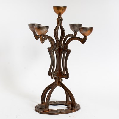 Lot 43 - Art Nouveau Bronze Five-Light Candelabra