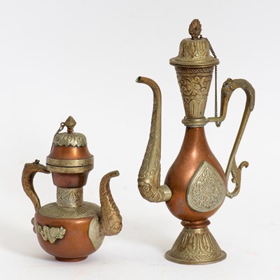 Lot 47 - Two Copper And Brass Moroccan Ewers