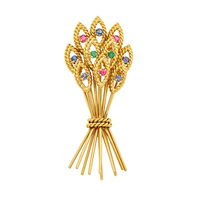 Lot 1082 - Gold and Gem-Set Wheat Sheaf Pin