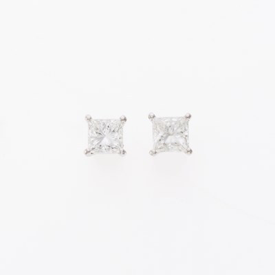 Lot 3121 - Pair of White Gold and Diamond Stud Earrings