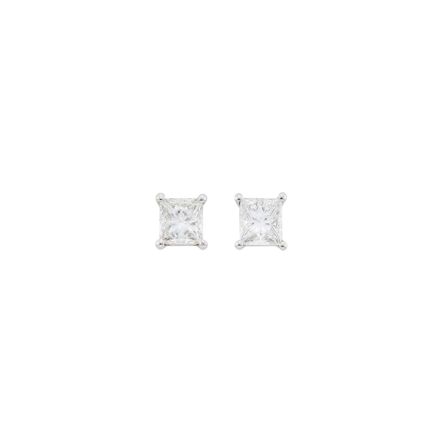Lot 1034 - Pair of White Gold and Diamond Stud Earrings