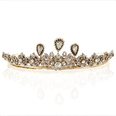 Lot 2218 - Antique Silver and Diamond Tiara