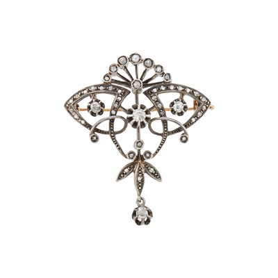 Lot 2223 - Silver, Rose Gold and Diamond Brooch