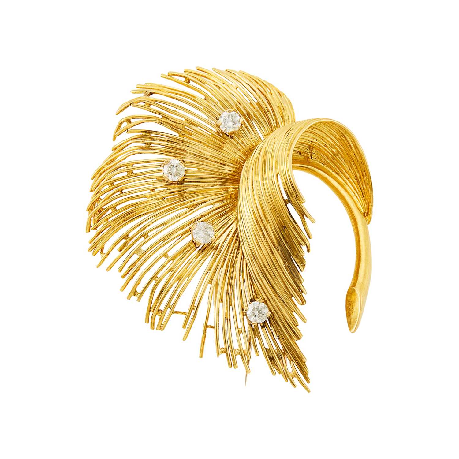 Lot 2363 - Tiffany & Co. Gold and Diamond Spray Brooch