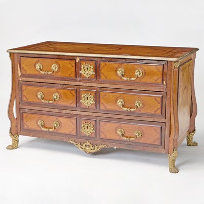 Lot 305 - Régence Style Gilt-Bronze Mounted Rosewood Parquetry Commode