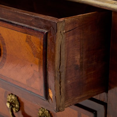 Lot 478 - Régence Style Gilt-Bronze Mounted Rosewood Parquetry Commode