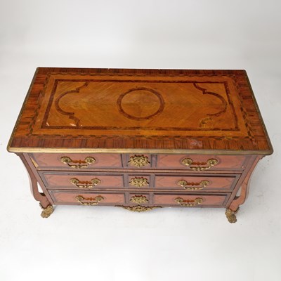 Lot 478 - Régence Style Gilt-Bronze Mounted Rosewood Parquetry Commode