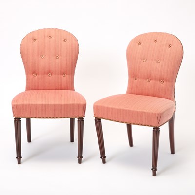 Lot 603 - Set of Eight Regency Style Upholstered Mahogany Dining Chairs