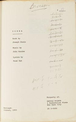 Lot 92 - The Stage Manager's annotated script for the first production of Zorba