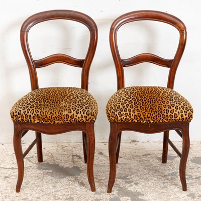 Lot 92 - Pair of Leopard Upholstered Mahogany Side Chairs