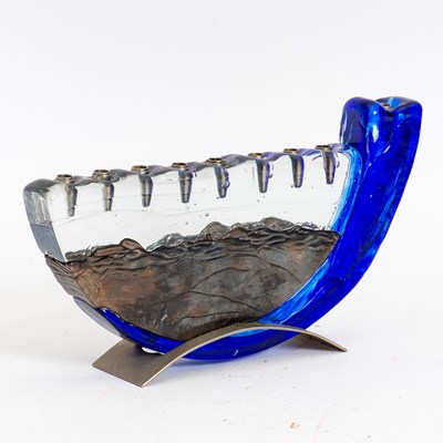 Lot 107 - Mid-Century Modern Molded Glass Menorah