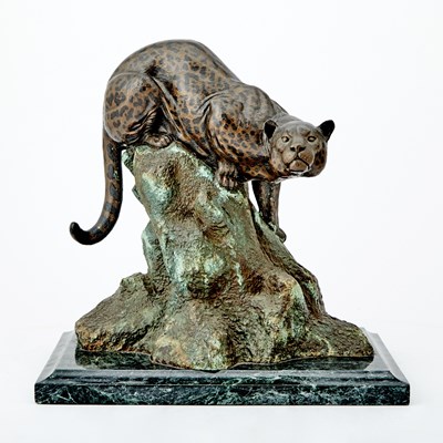 Lot 620 - Patinated Bronze Model of a Jaguar